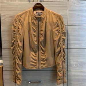 Moto jacket faux tan suede